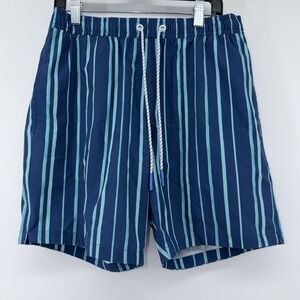 BONOBOS Swim Trunks Mens Small Pink Striped Drawstring 7" Beach Pool Mesh Lined